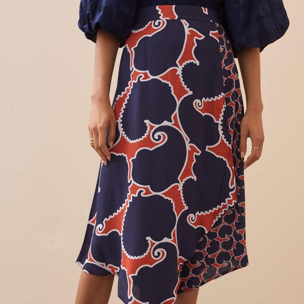 Dhruv Kapoor Peach Swirl Midi Skirt